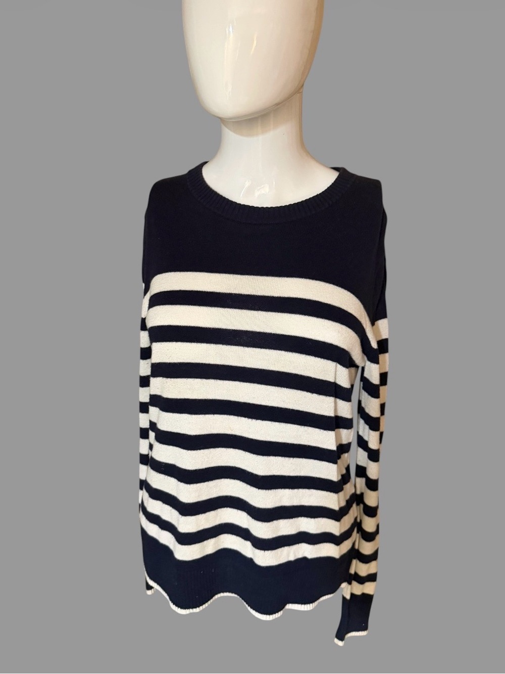 Navy and White Striped Lightweight Sweater Size M